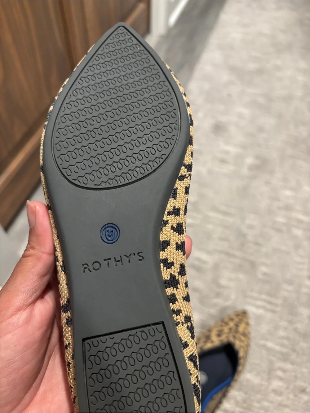 Rothy's Pointed Leopard-Print Flats in Brown and Black 6.5